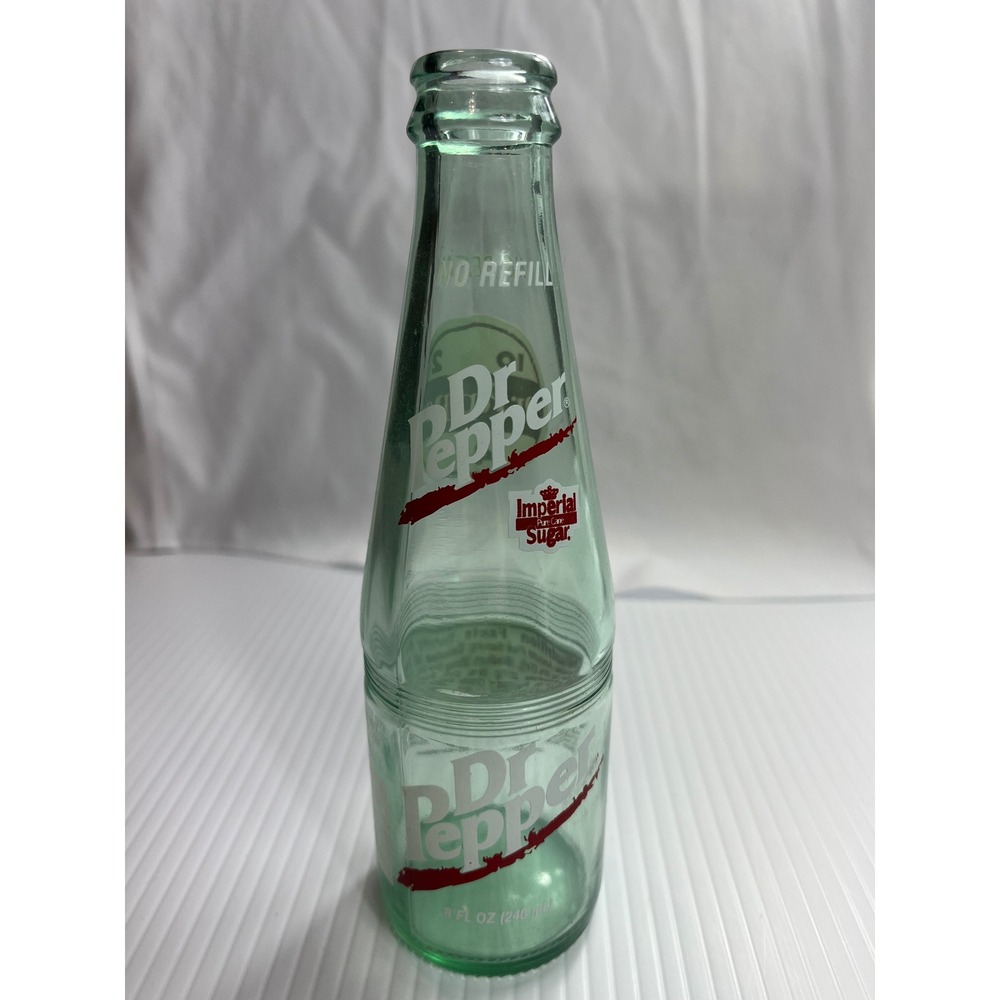 Dr Pepper Glass‎ Bottle 8oz Imperial Pure Cane Sugar 10-2-4 Green Tint red white
